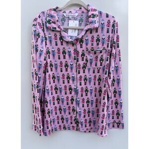 The Royal Standard Nutcracker Pajama Top Pink Long Sleeve Button Front XL